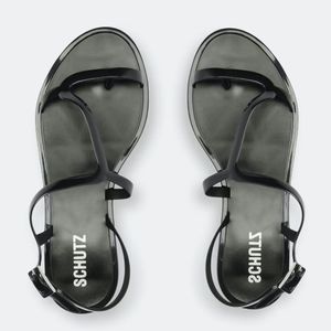 Schutz Tanner Black Jelly Sandals Strappy sz 8